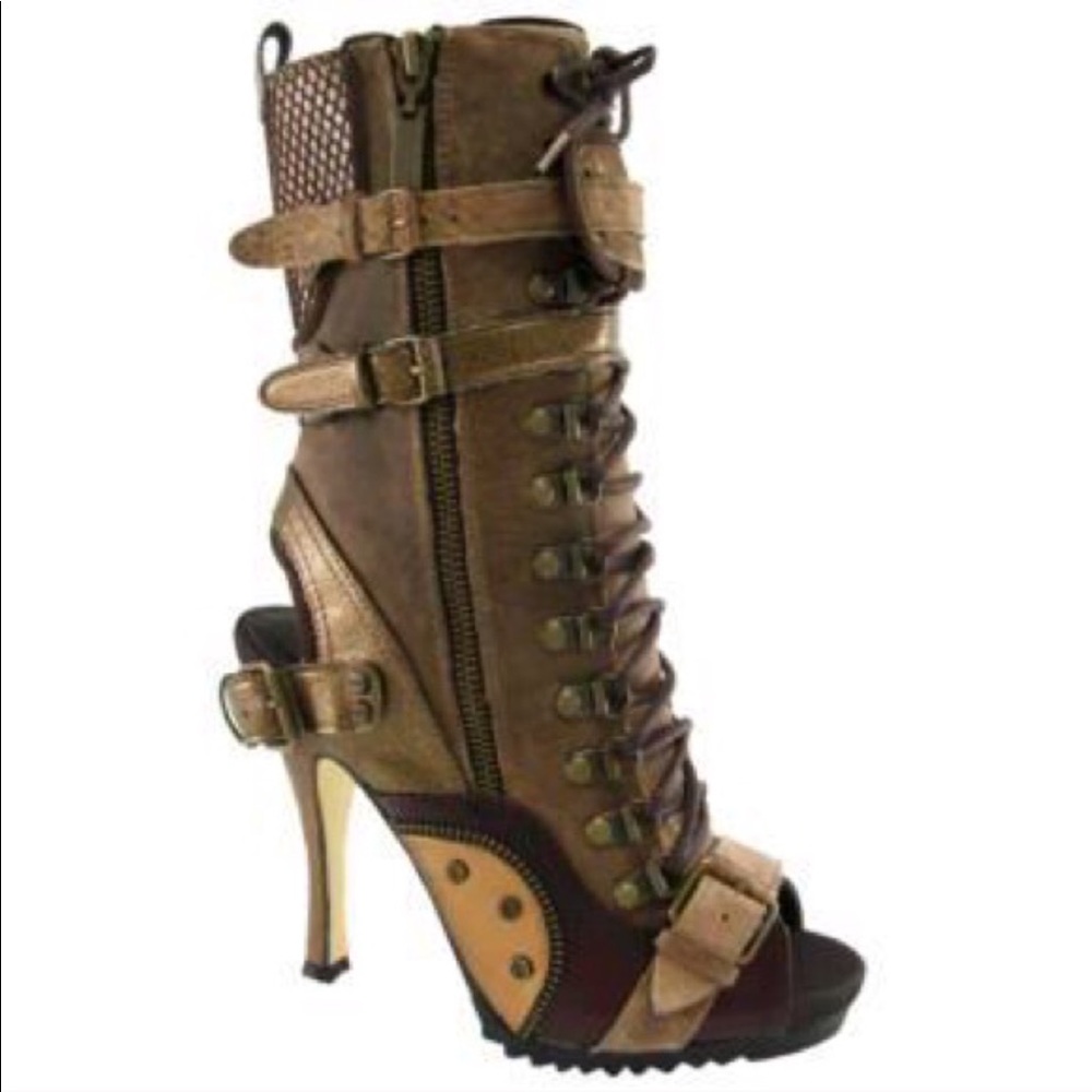 Bakers brown combat heel boots